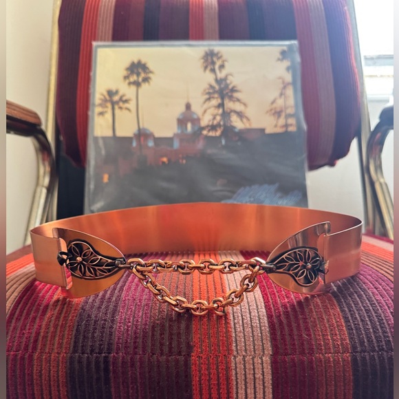 Vintage Accessories - 60s Vintage Leaf Copper Belt Sz SM